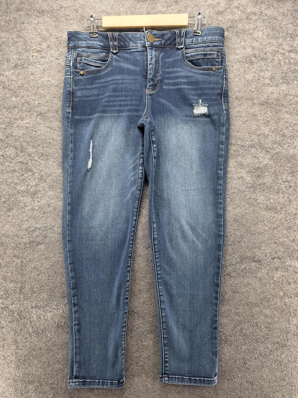 Democracy Jeans Womens 10 Blue Absolution Skinny Distressed Stretch Denim Pants